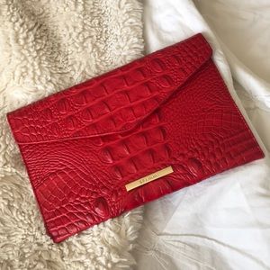 Brahmin red alligator clutch